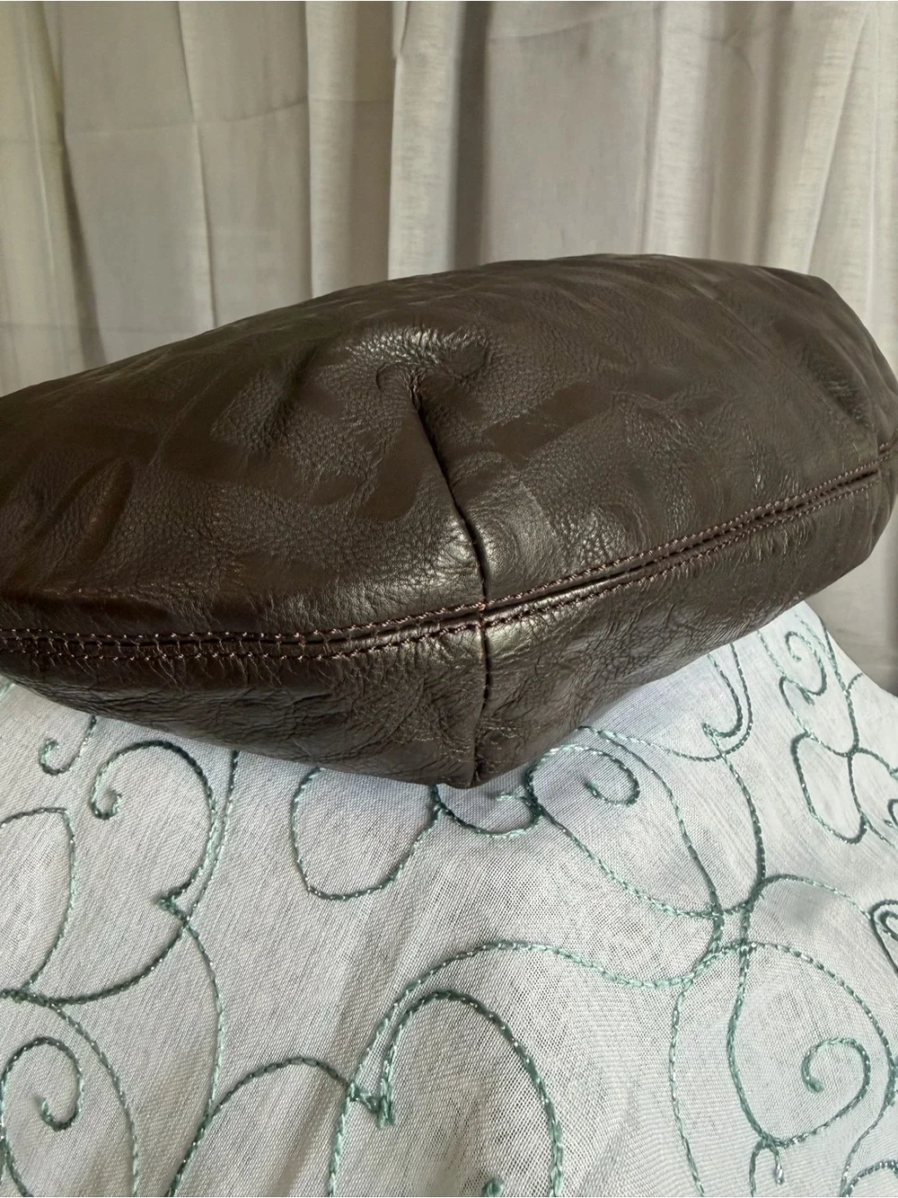 Stone Mountain Camden Dark Brown Leather Hobo All Over Print